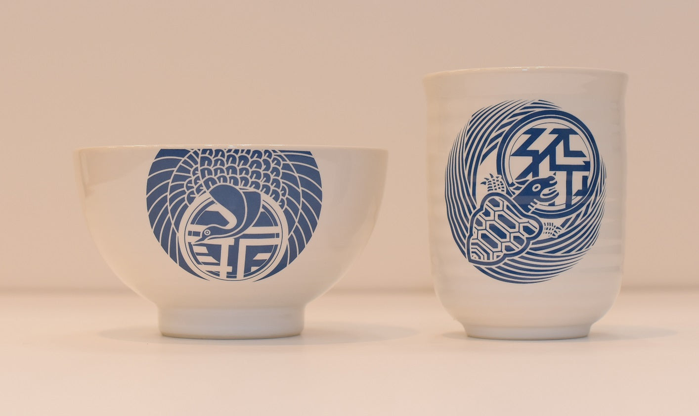 爺孫茶碗&湯呑セット(青)