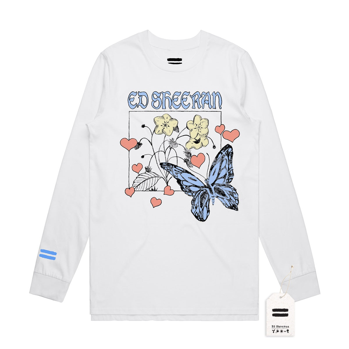 Wild Hearts and Butterflies White Longsleeve