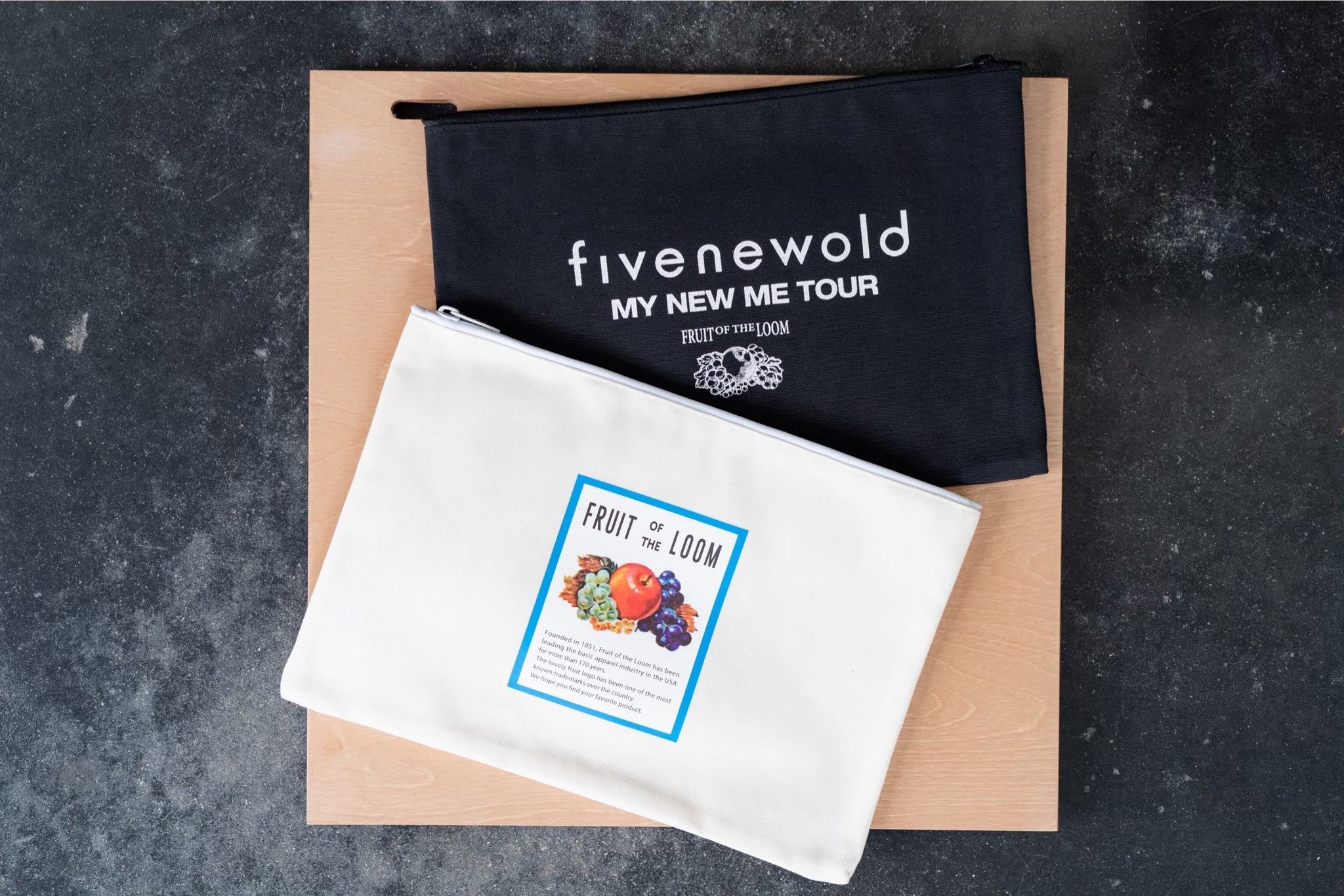 FIVE NEW OLD x FRUIT OF THE LOOM Special Collaboration Travel Pouch[White]